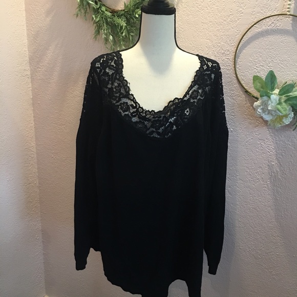 Lane Bryant Sweaters - Lane Bryant Lace Top Sweater